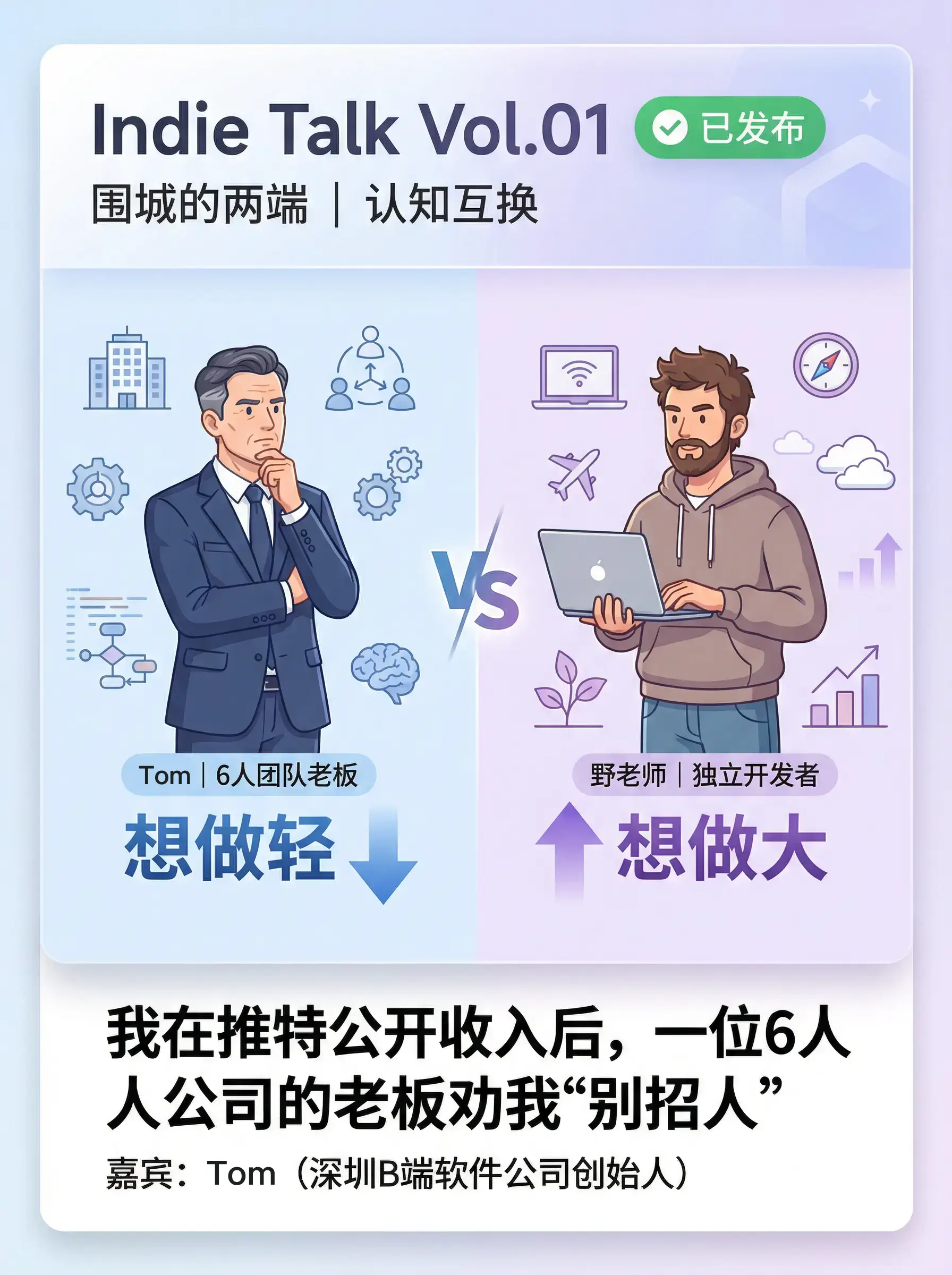 我在推特公开收入后，一位6人公司的老板劝我"别招人"